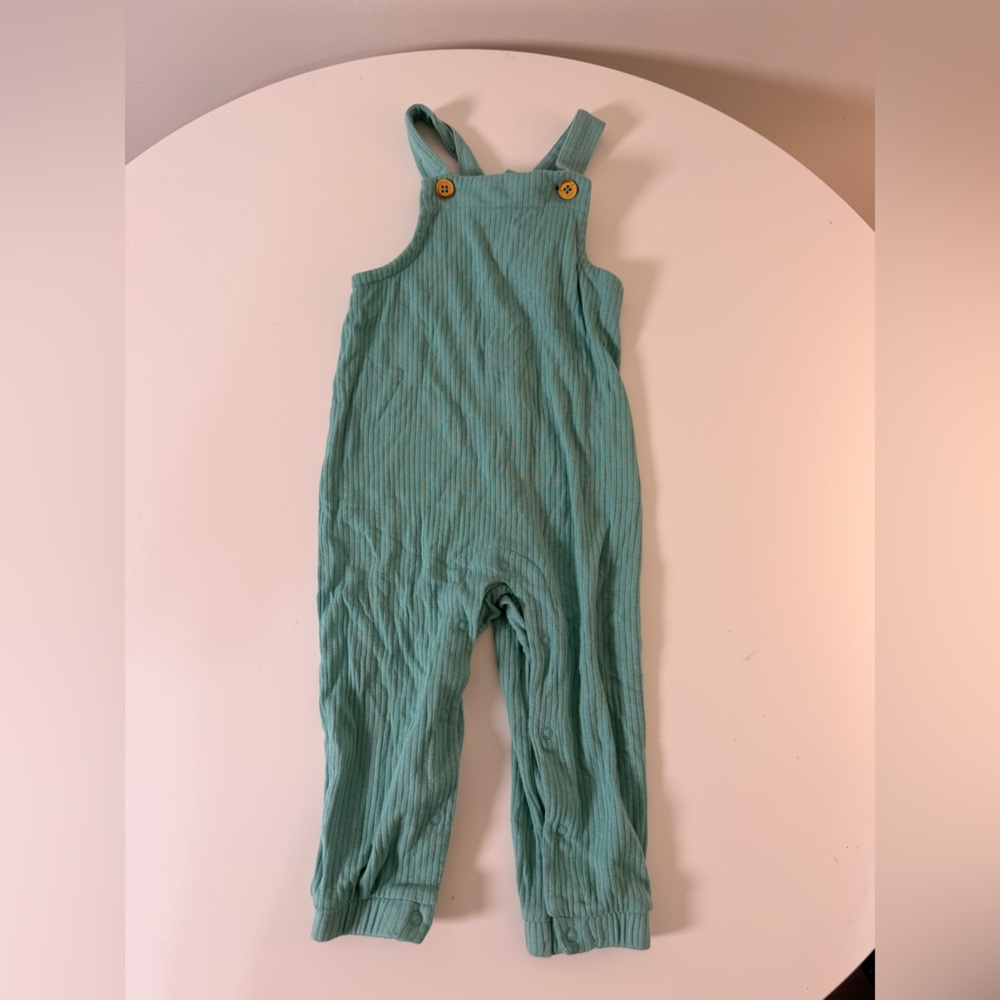 Cat‎ & Jack Sage Green Ribbed Overalls with Button Straps